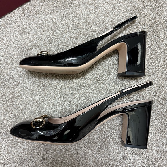 Gucci slingback horsebit black patent leather pumps 9.5 39.5 - Picture 3 of 8